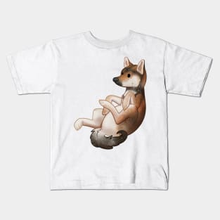 Cozy Shiba Inu (Sesame Variant) Kids T-Shirt